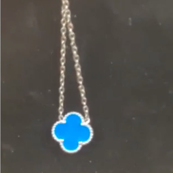 Blue Clover .925 Sterling Silver Necklace w Dusty - Picture 1 of 3